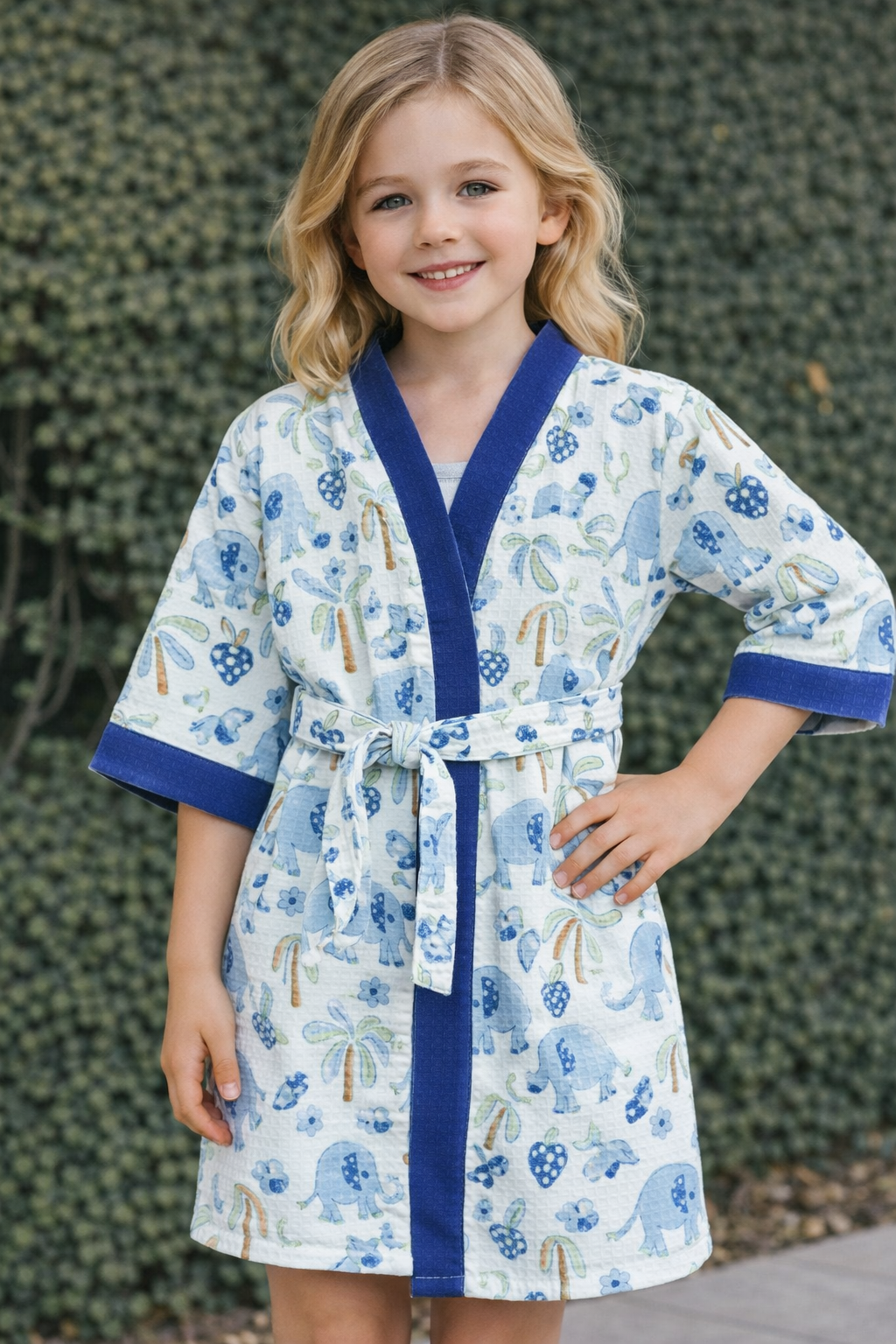 Hand Block Printed Kids Bathrobe