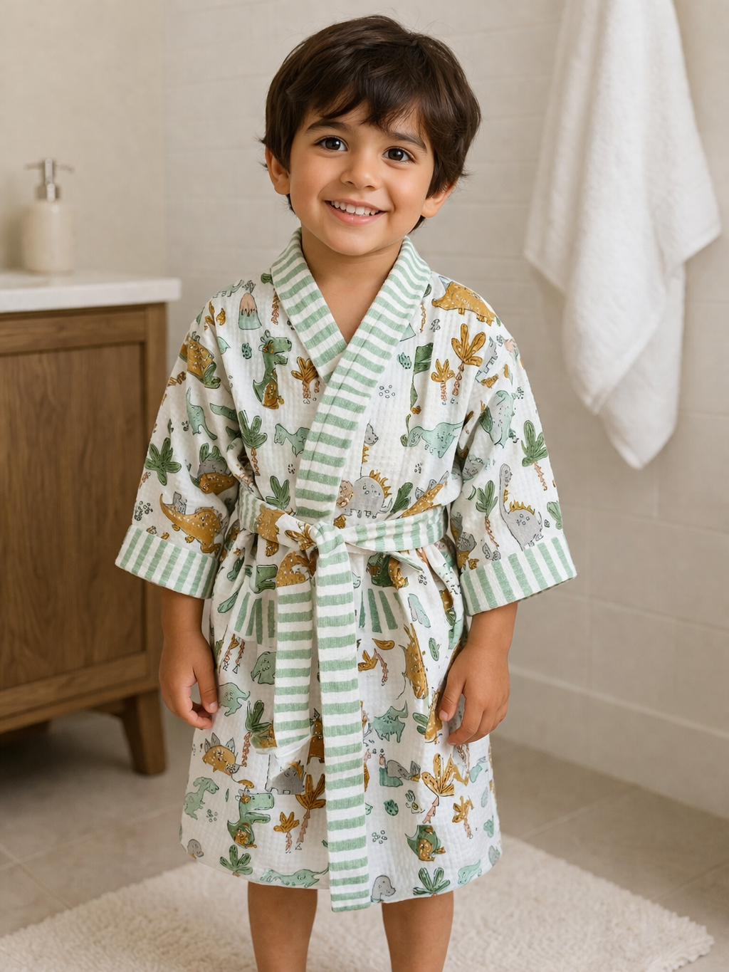 Hand Block Printed Kids Bathrobe