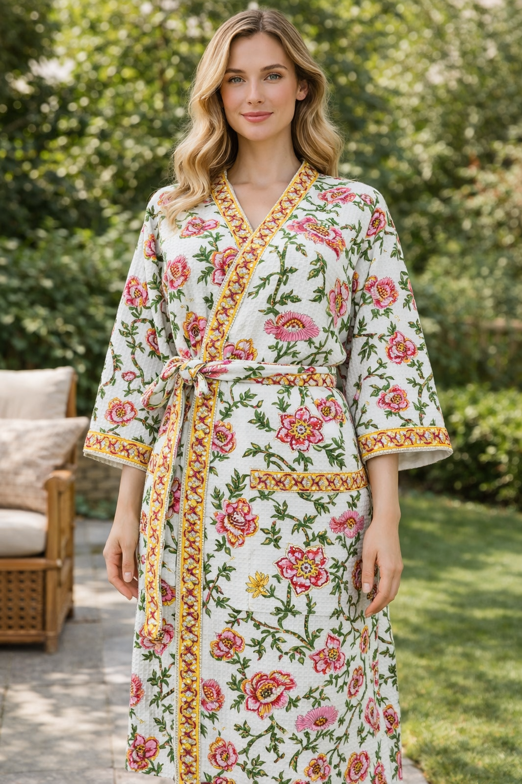 Hand Block Printed Bathrobe