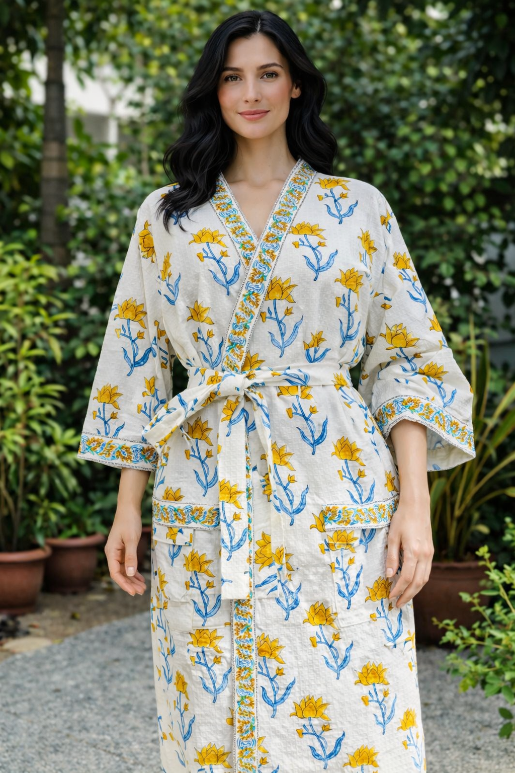 Hand Block Printed Bathrobe