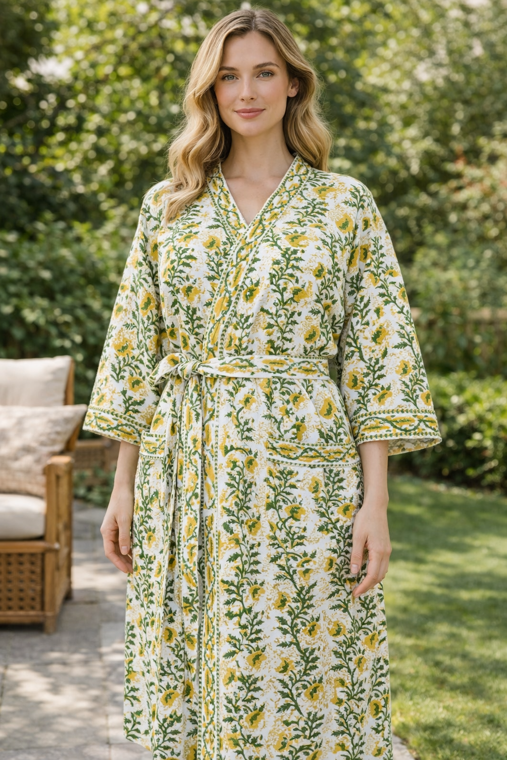 Hand Block Printed Bathrobe