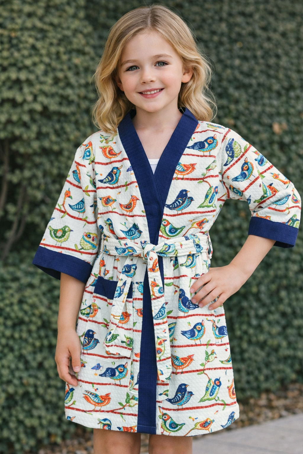 Hand Block Printed Kids Bathrobe