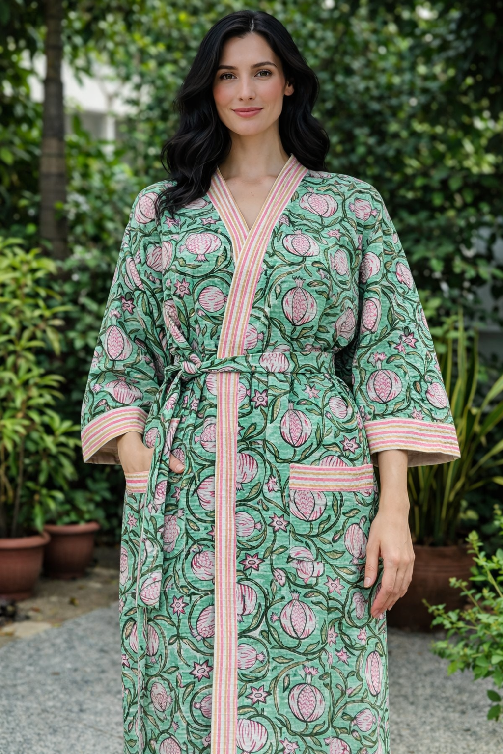 Hand Block Printed Bathrobe