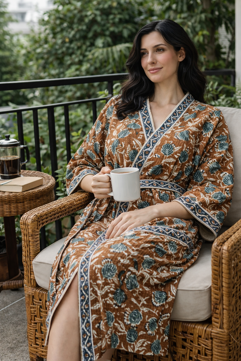 Hand Block Printed Bathrobe