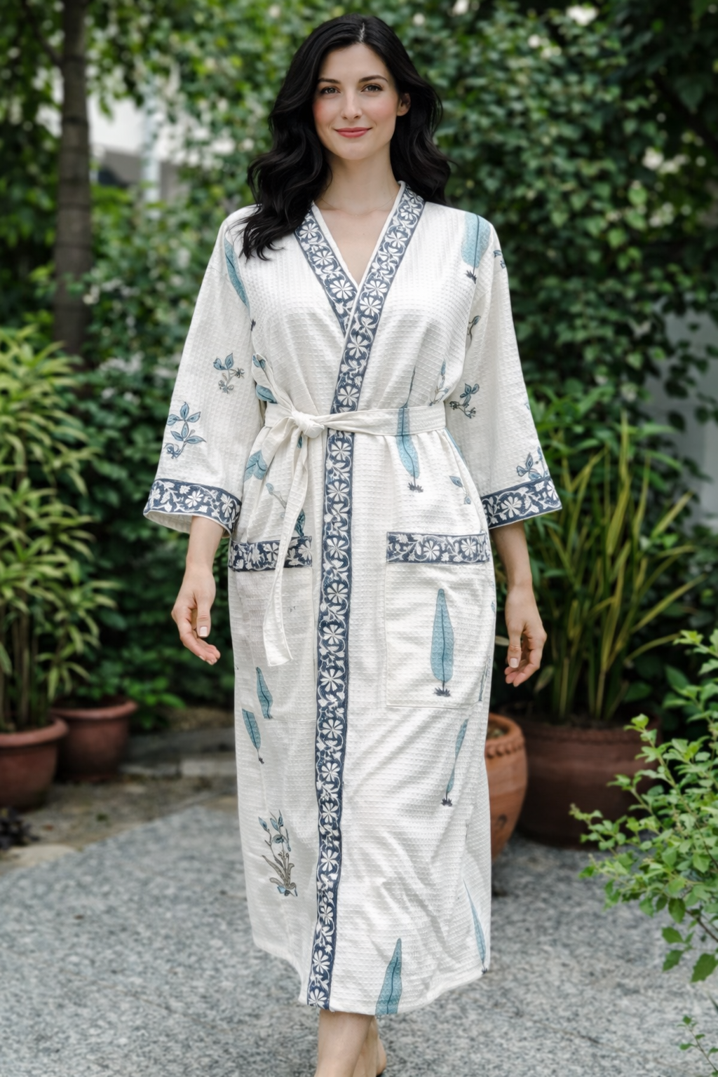 Hand Block Printed Bathrobe