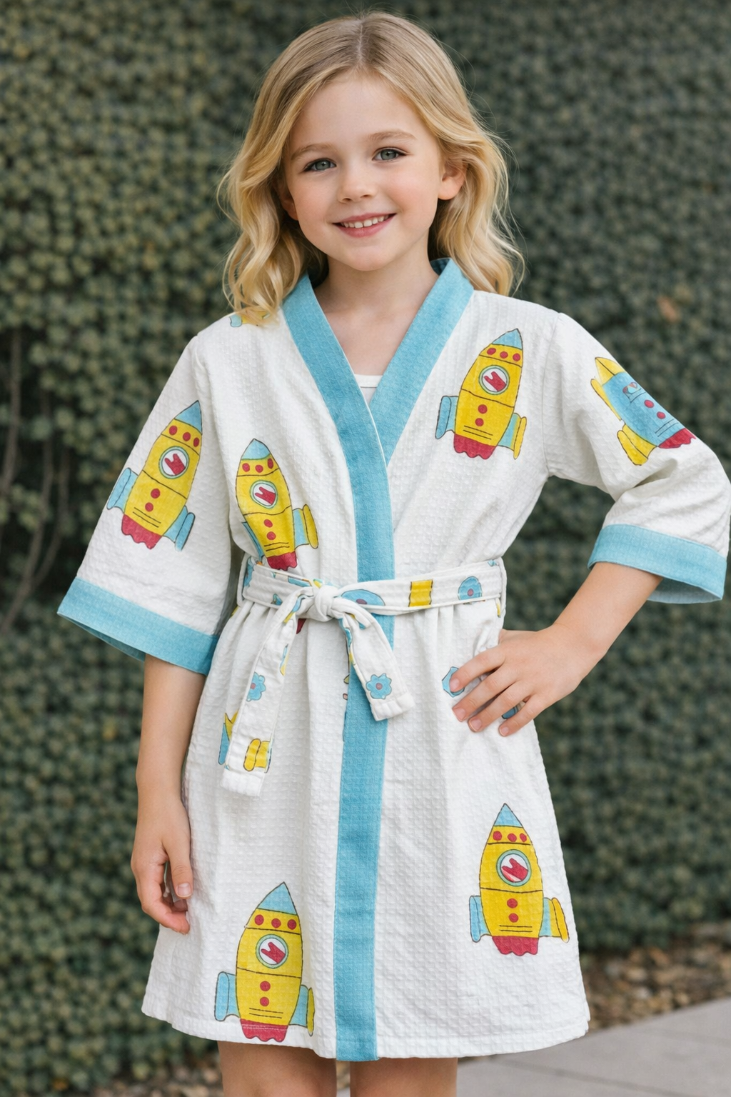 Hand Block Printed Kids Bathrobe