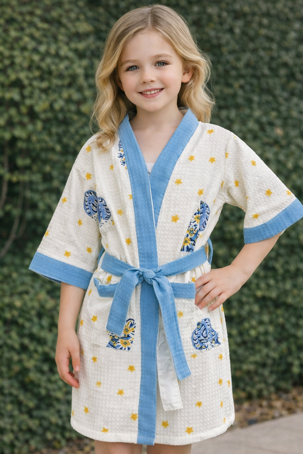 Hand Block Printed Kids Bathrobe