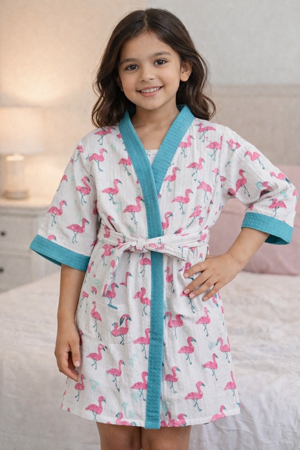 Hand Block Printed Kids Bathrobe