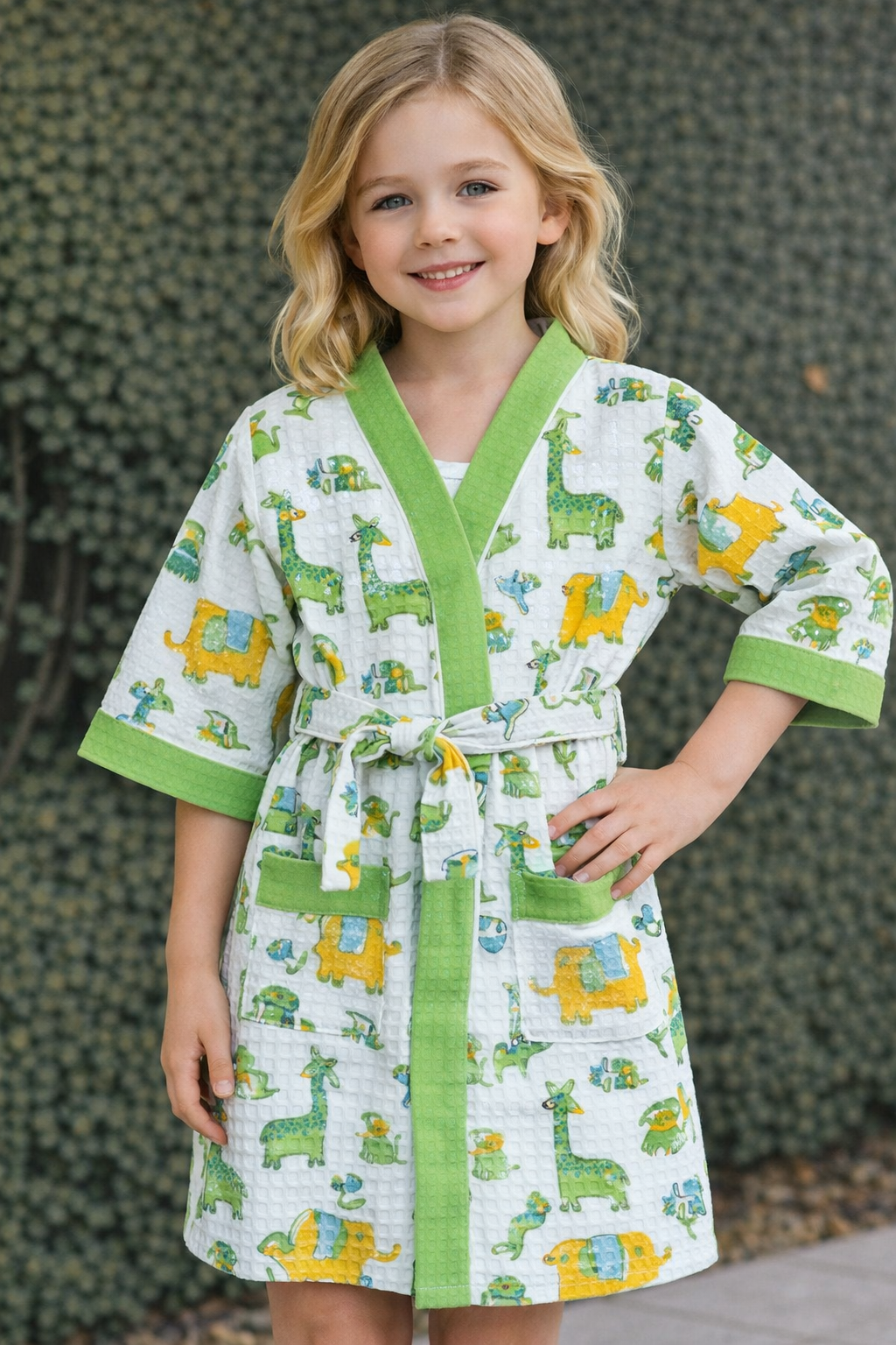 Hand Block Printed Kids Bathrobe