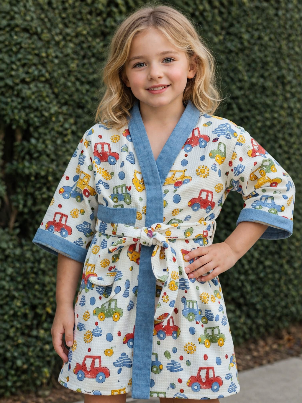 Hand Block Printed Kids Bathrobe