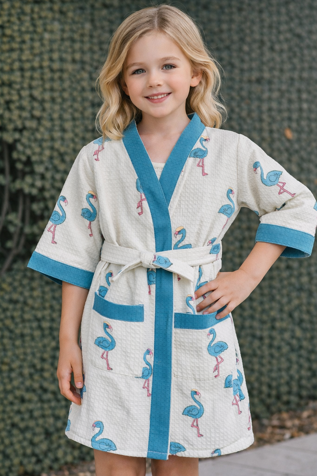 Hand Block Printed Kids Bathrobe