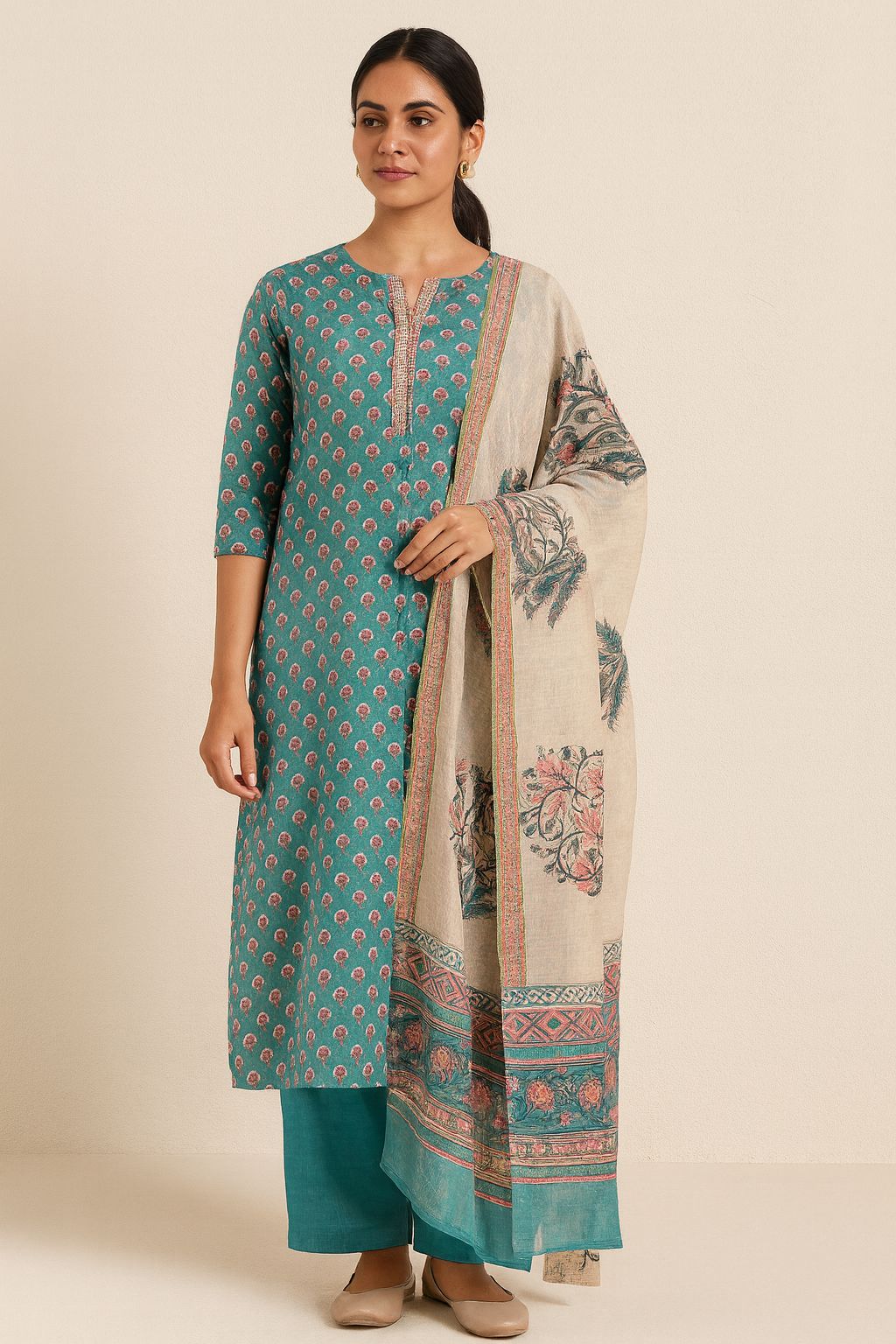 Hand Block Print Suit