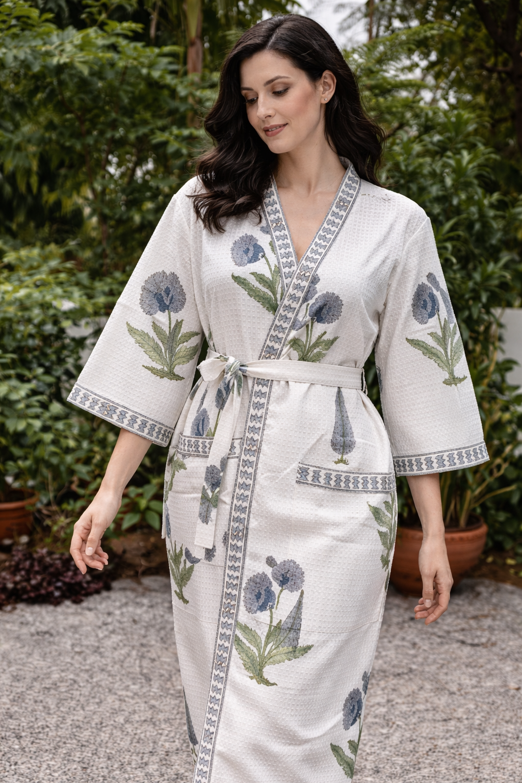 Hand Block Printed Bathrobe
