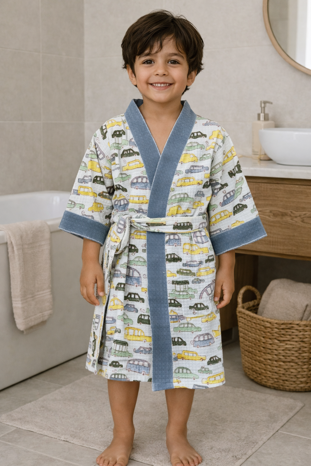 Hand Block Printed Kids Bathrobe