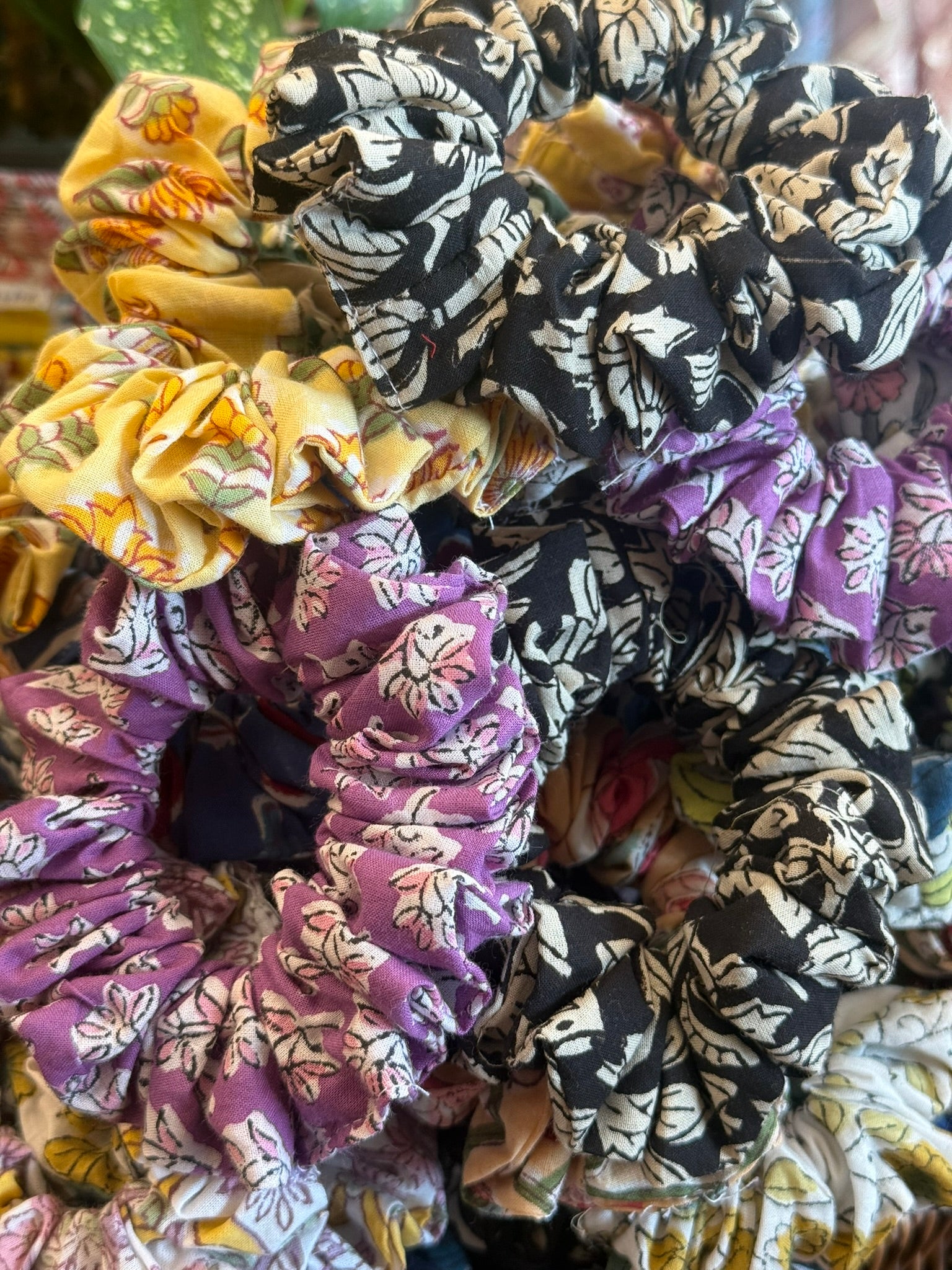 Block Print Scrunchies 5 Pieces