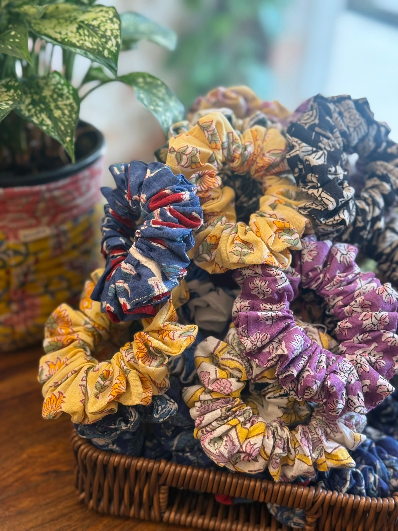 Block Print Scrunchies 5 Pieces