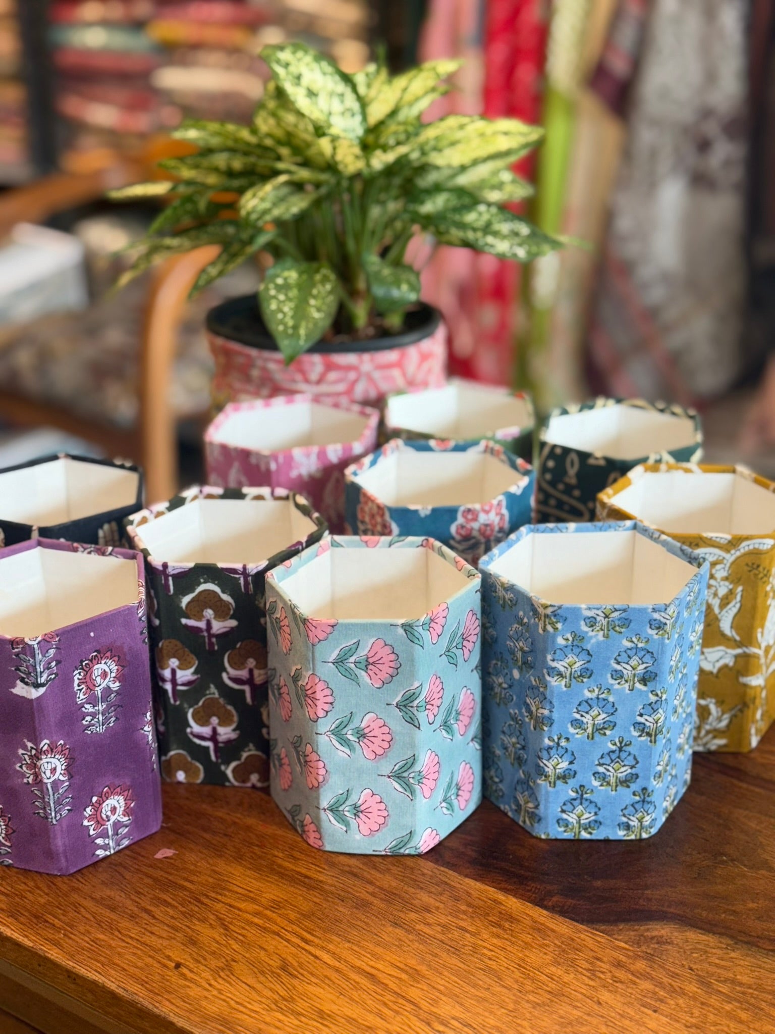 Hand Block Print Pen Stand 5 Pieces