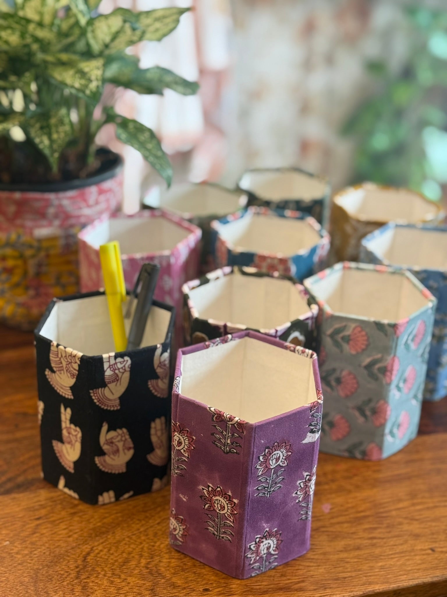 Hand Block Print Pen Stand 5 Pieces