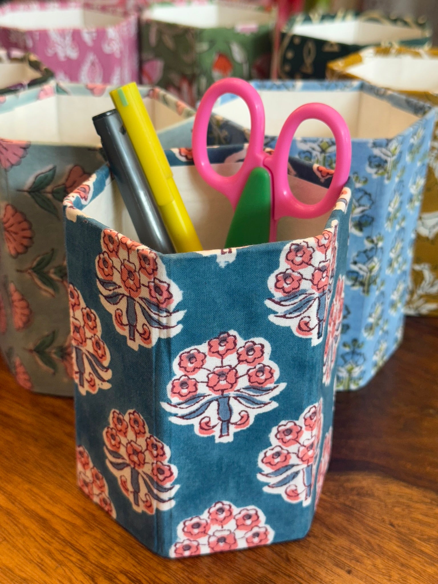 Hand Block Print Pen Stand 5 Pieces