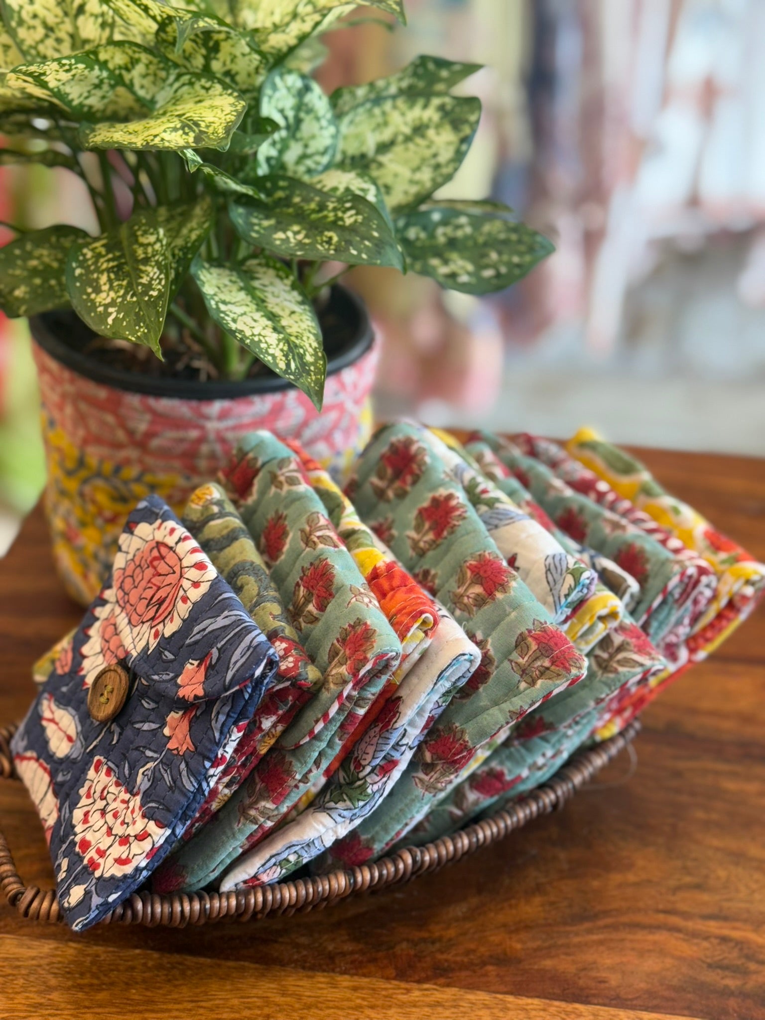 Mini Block Print Pouches 5 Pieces