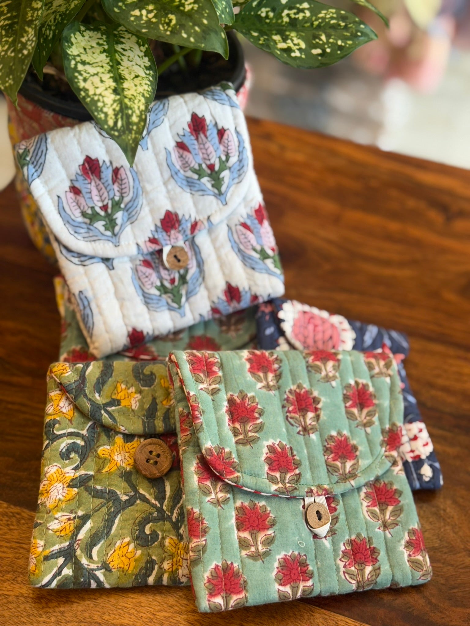 Mini Block Print Pouches 5 Pieces