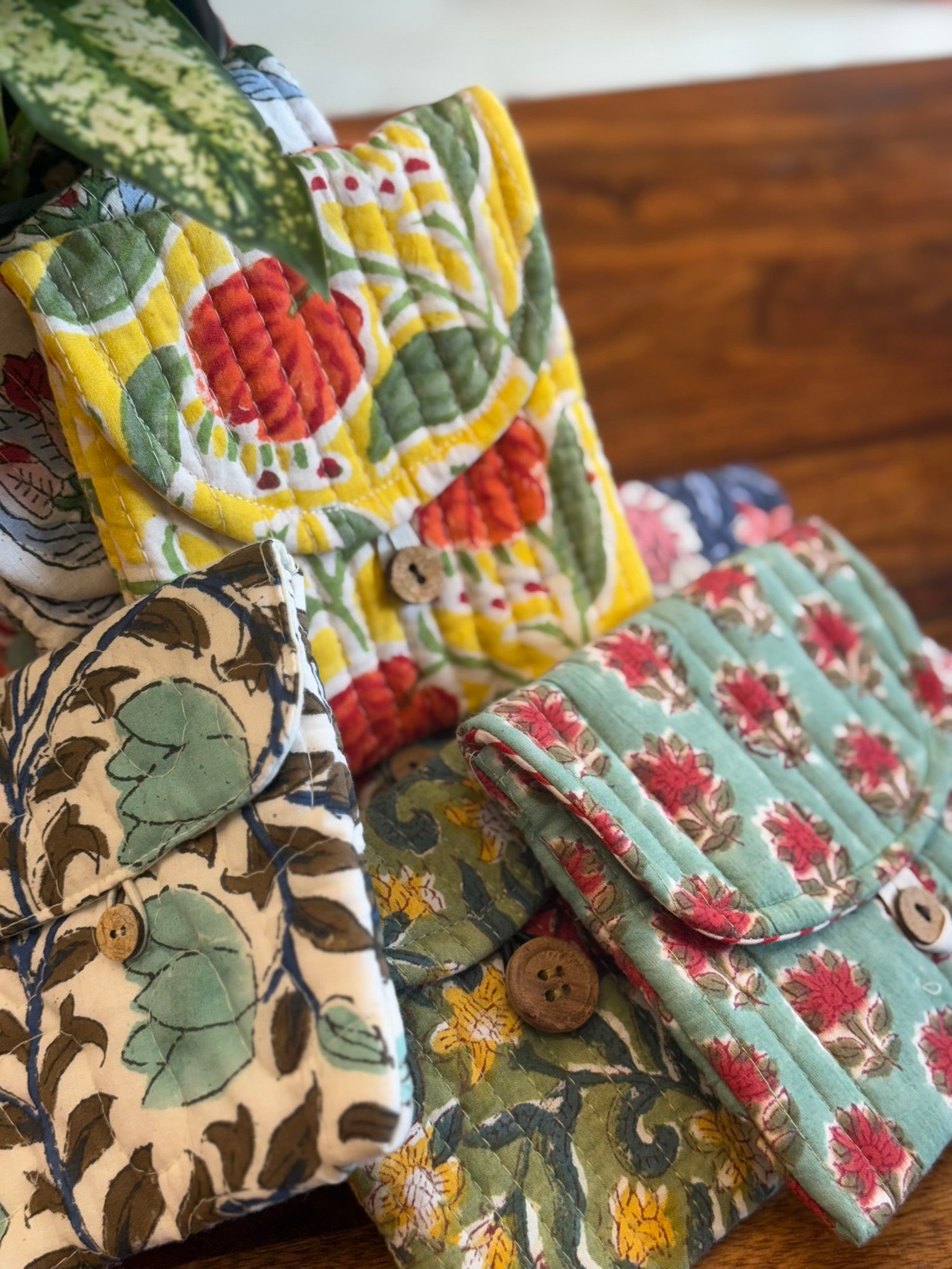 Mini Block Print Pouches 5 Pieces