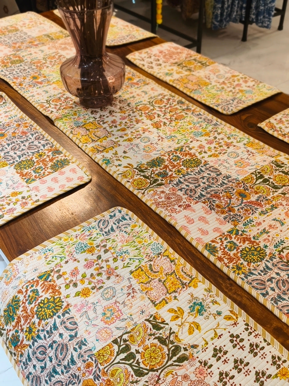 Quilted 6-Seater Runner & Mat Set