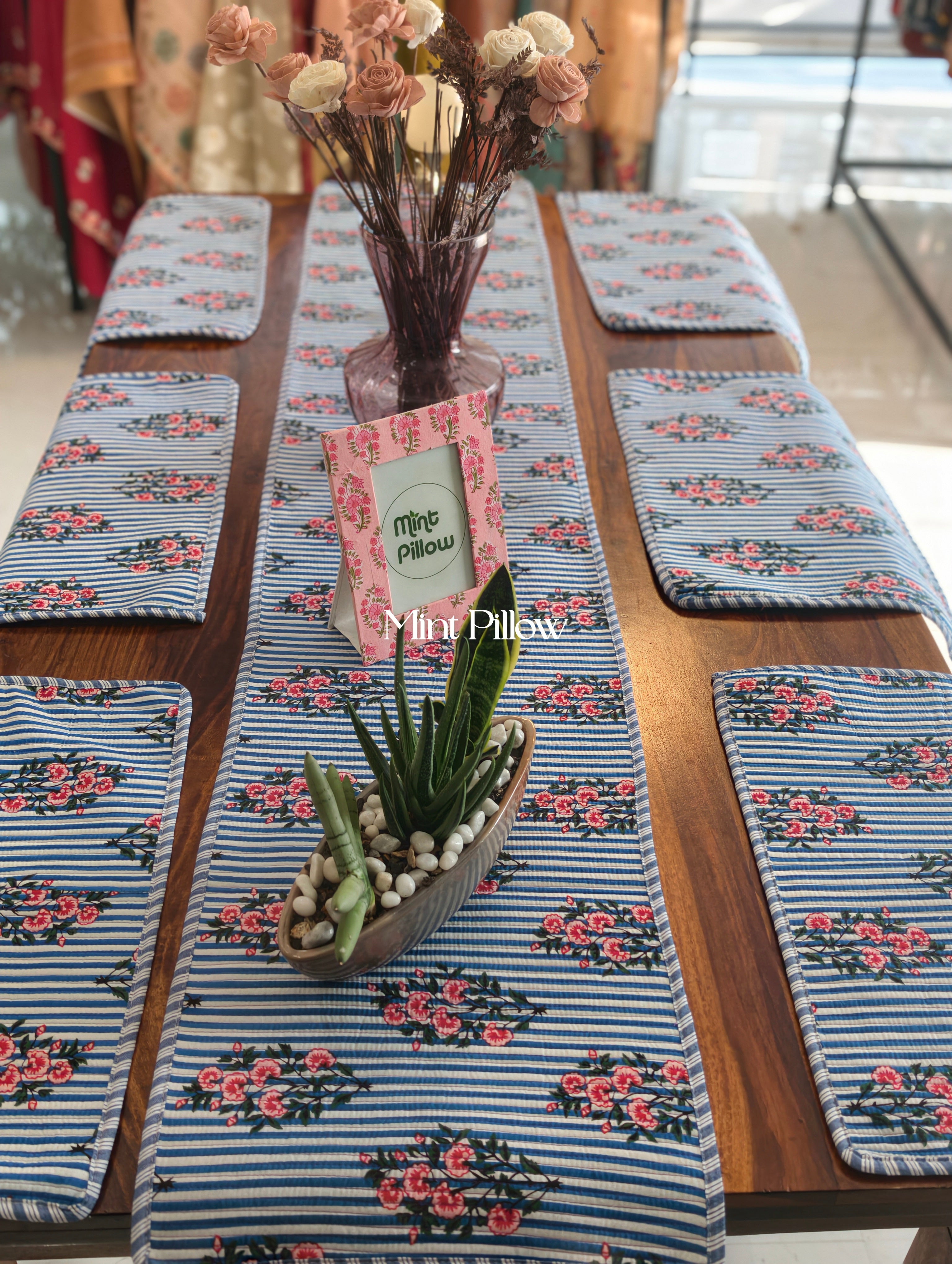 Quilted 6-Seater Runner & Mat Set