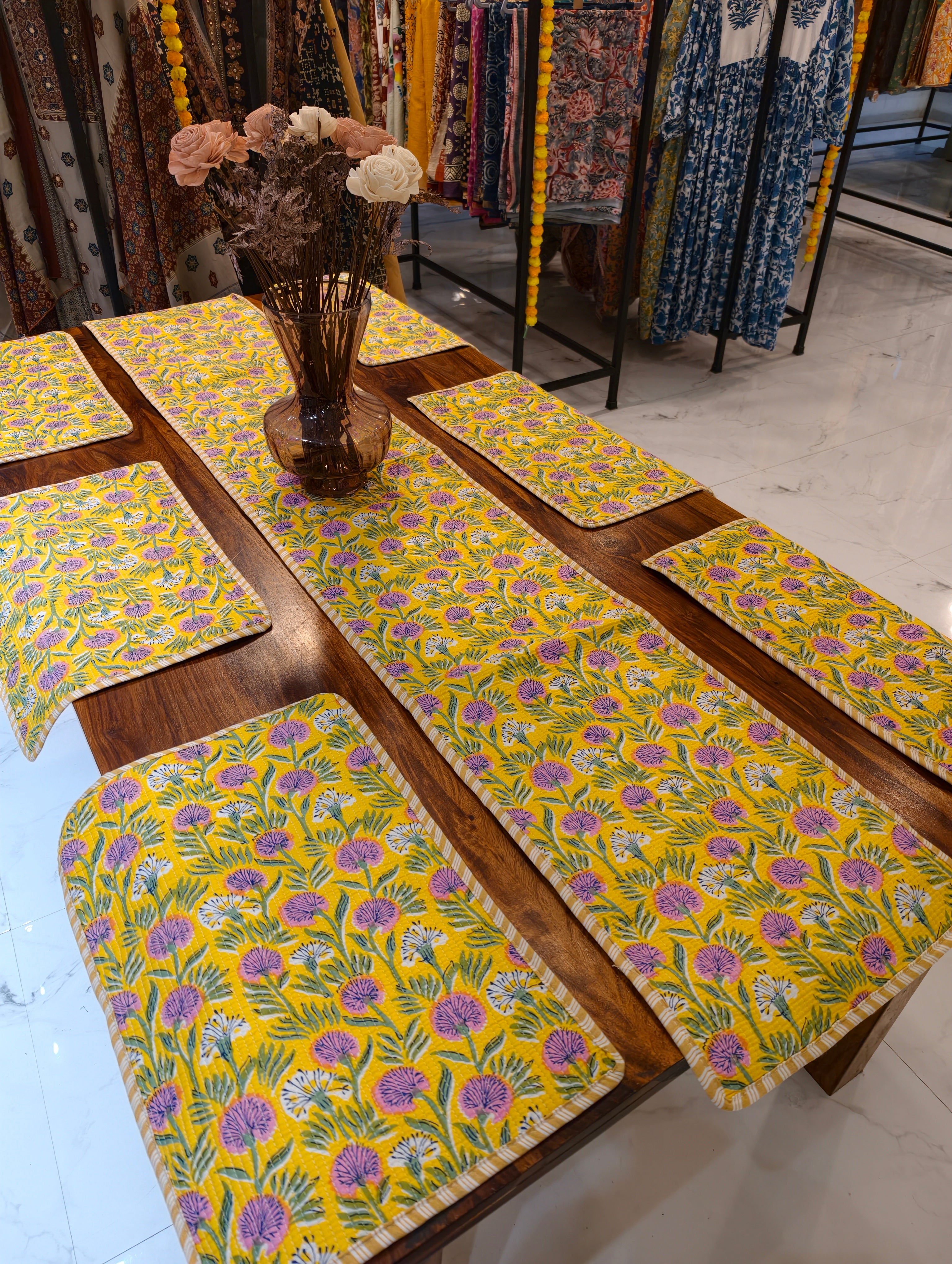 Quilted 6-Seater Runner & Mat Set