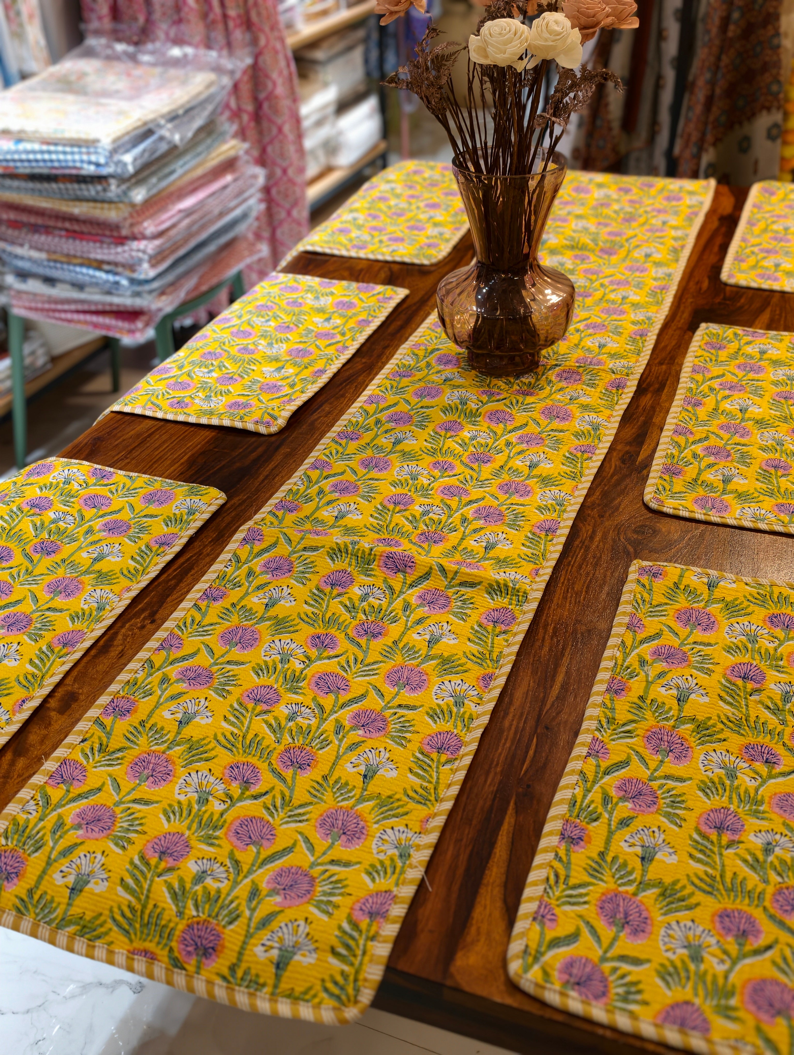 Quilted 6-Seater Runner & Mat Set