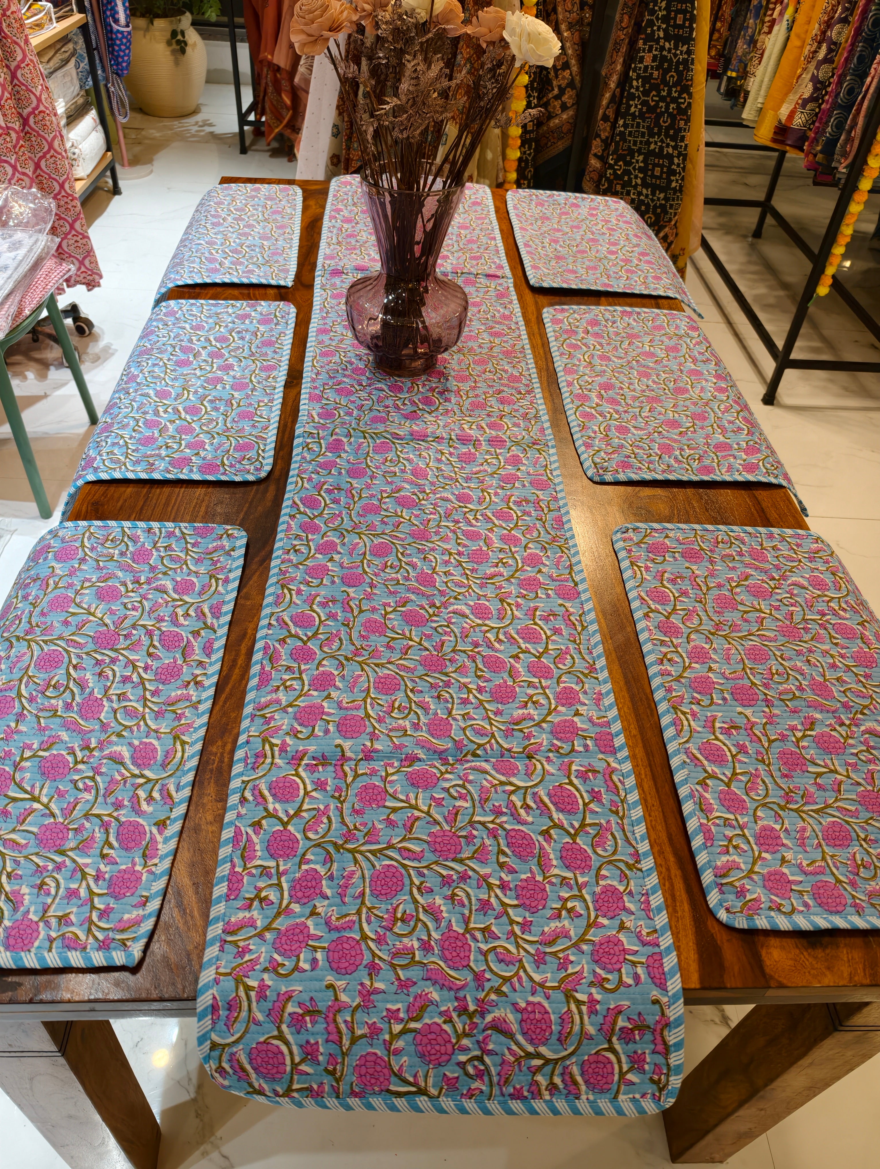 Quilted 6-Seater Runner & Mat Set