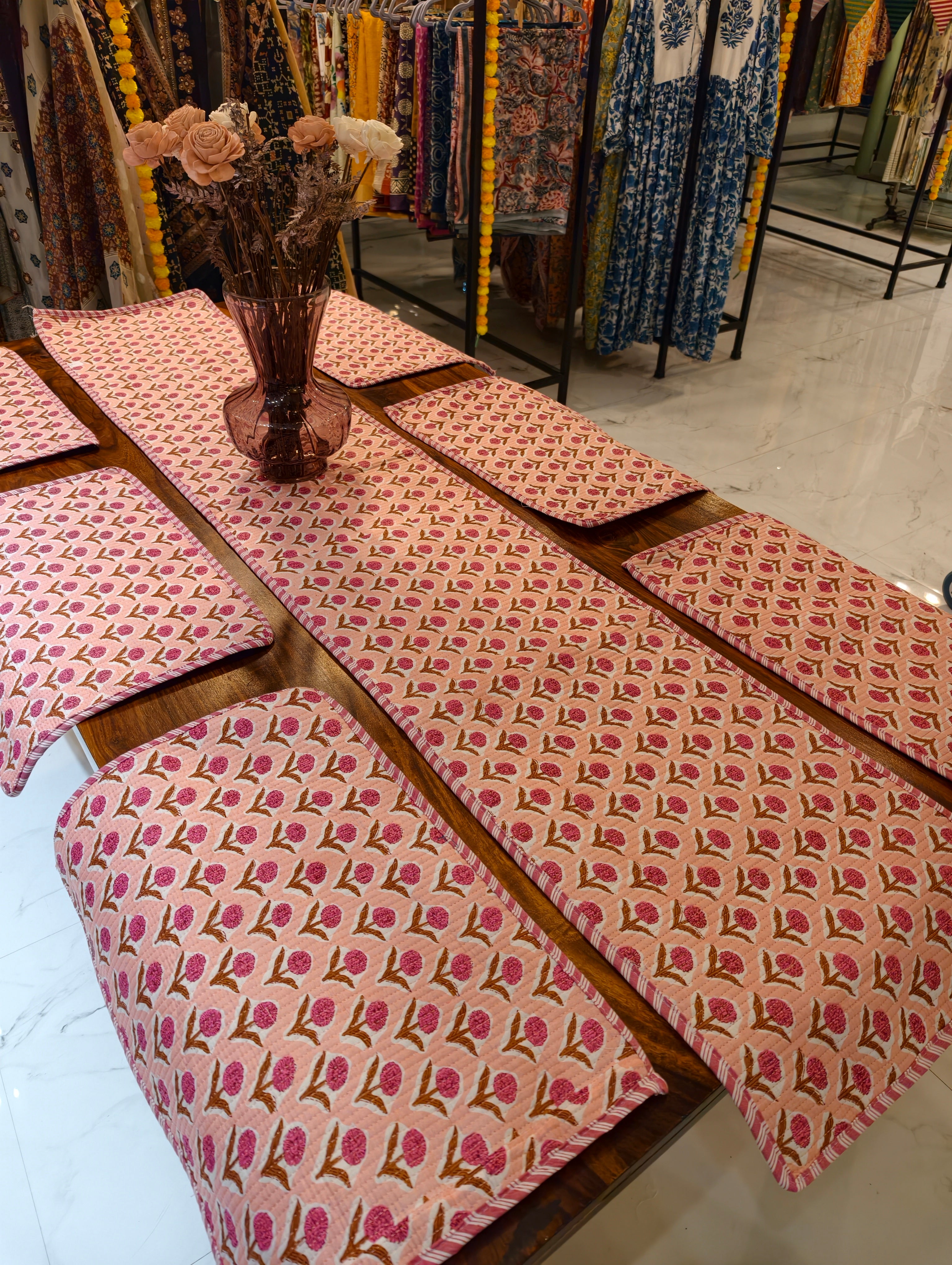 Quilted 6-Seater Runner & Mat Set