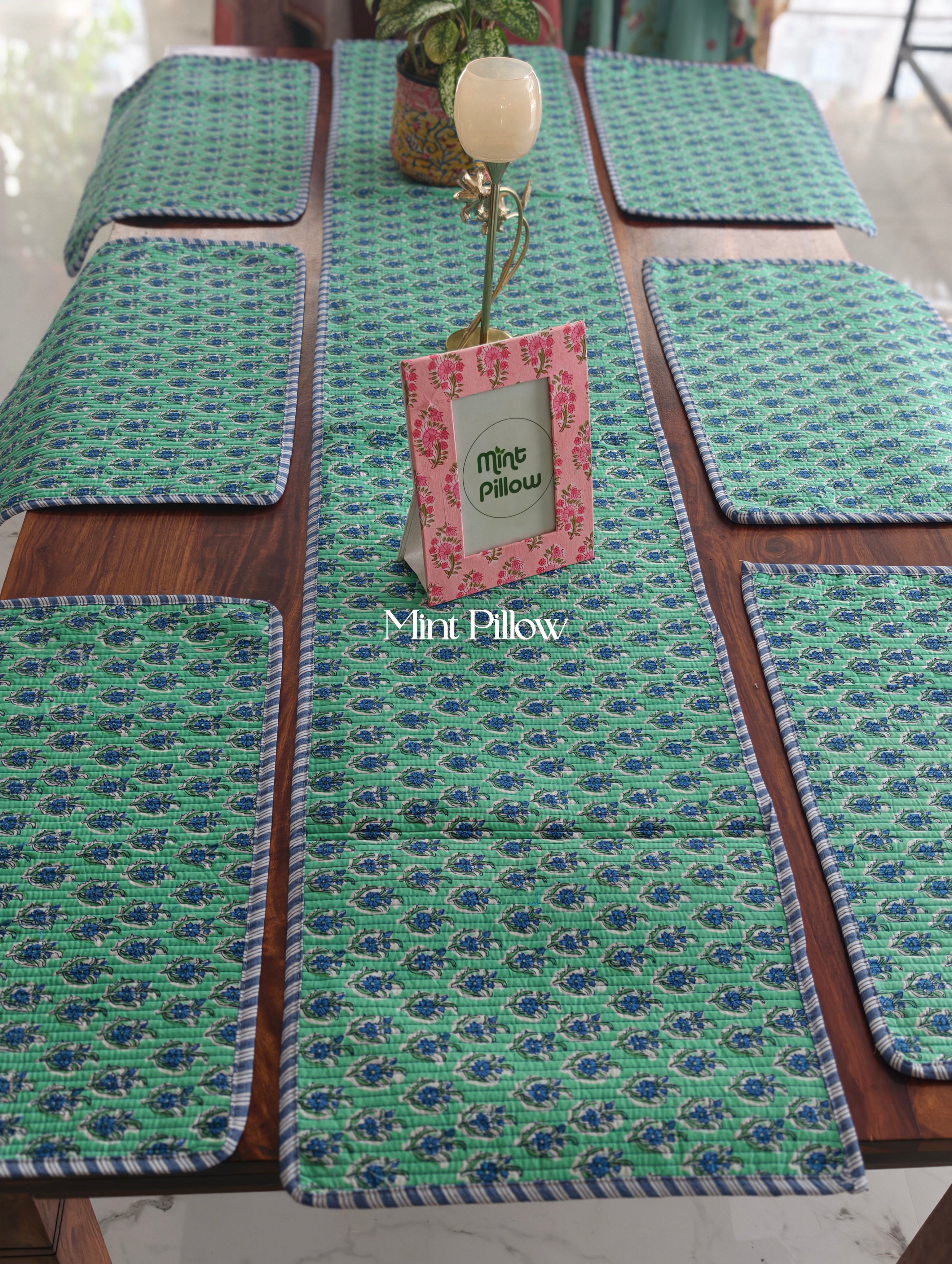 Quilted 6-Seater Runner & Mat Set