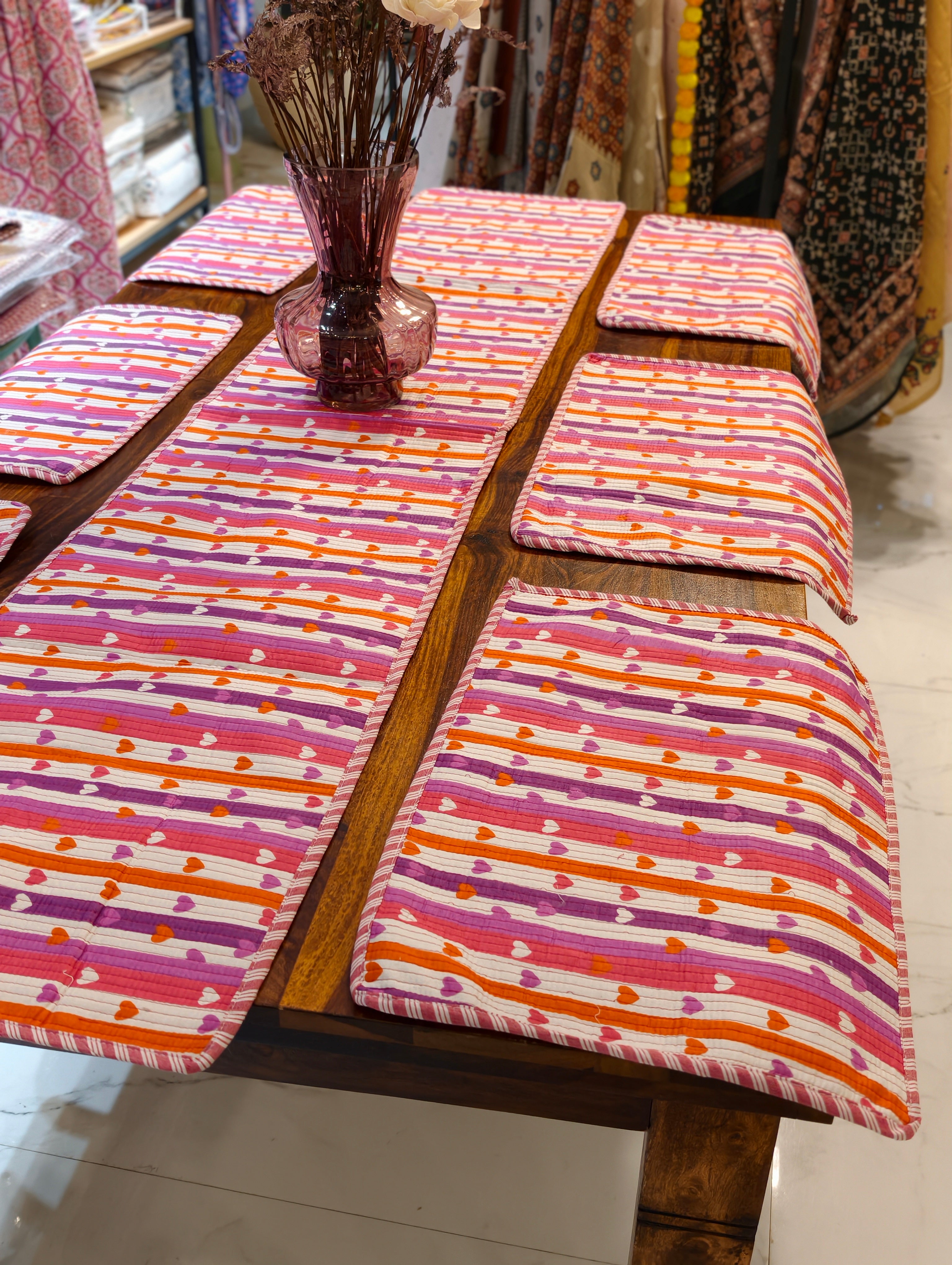 Quilted 6-Seater Runner & Mat Set