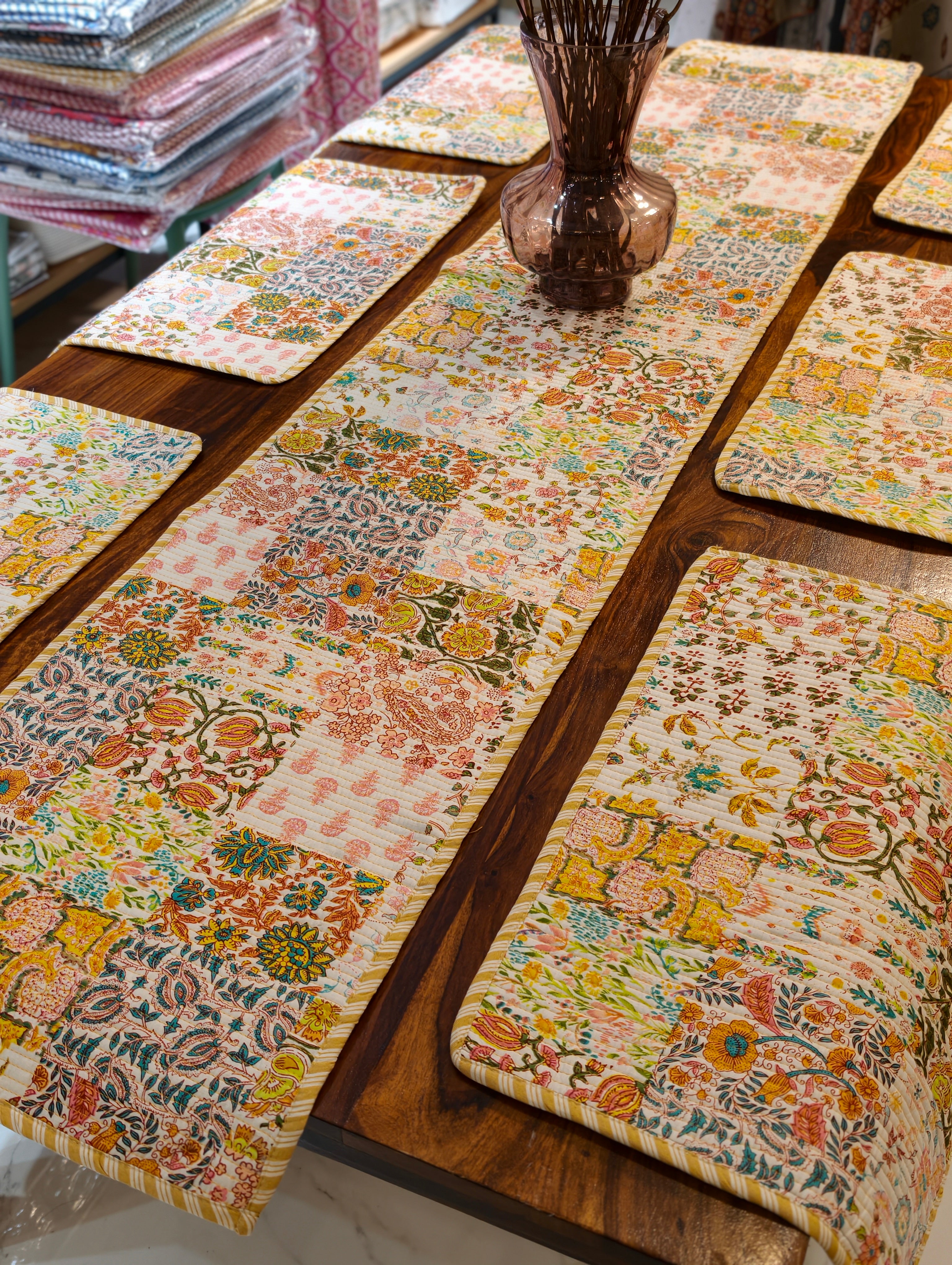 Quilted 6-Seater Runner & Mat Set