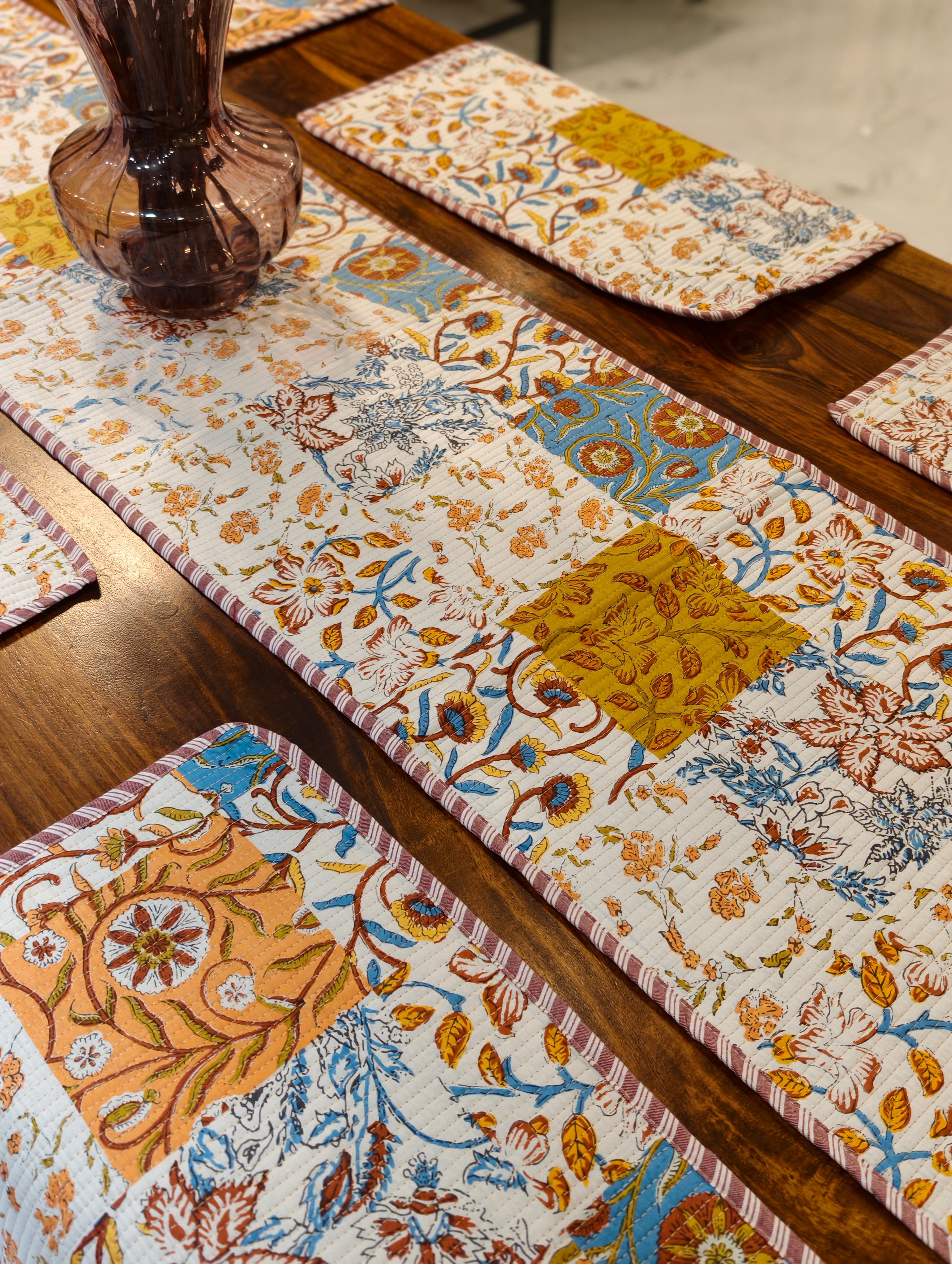 Quilted 6-Seater Runner & Mat Set