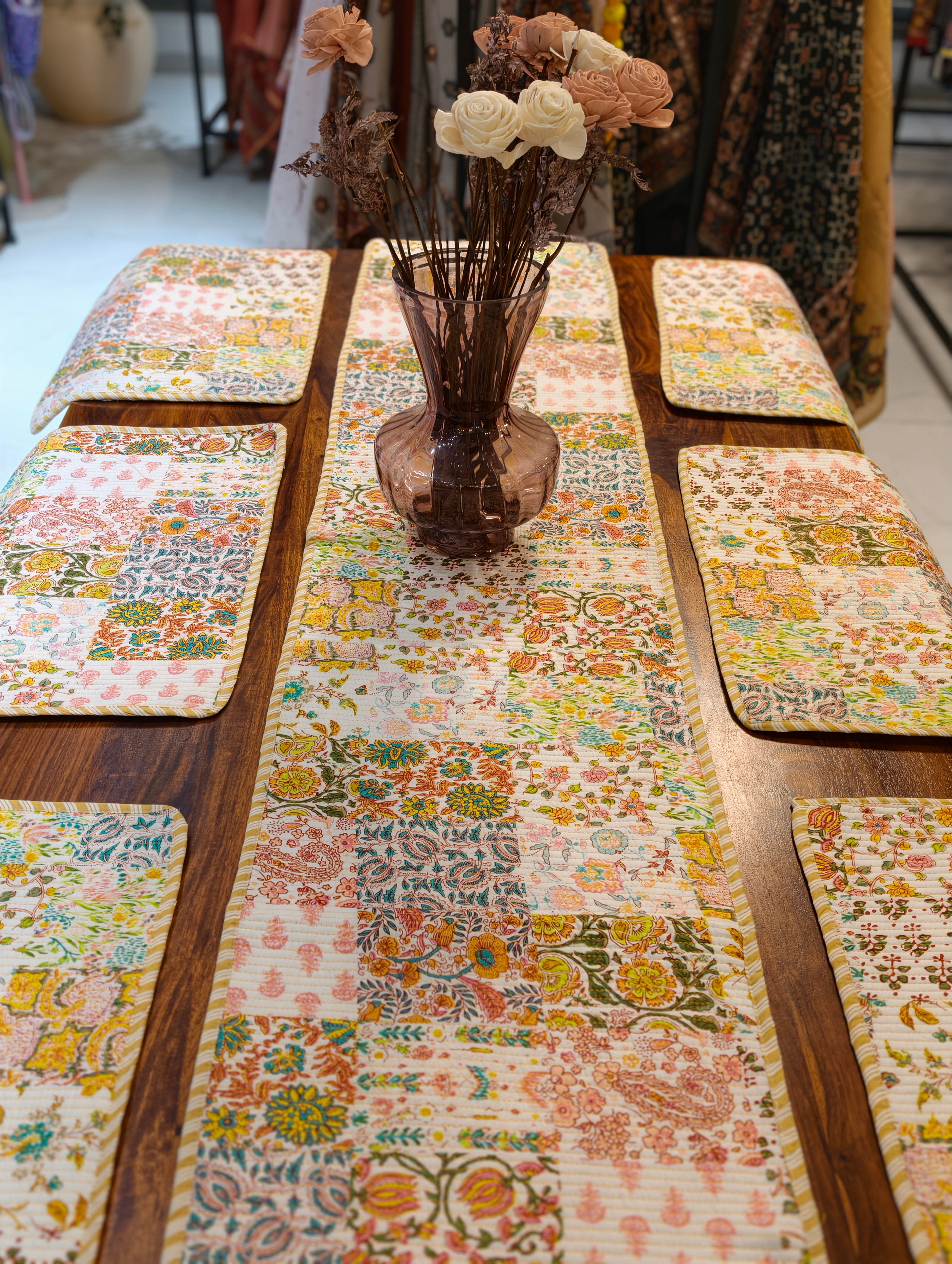 Quilted 6-Seater Runner & Mat Set