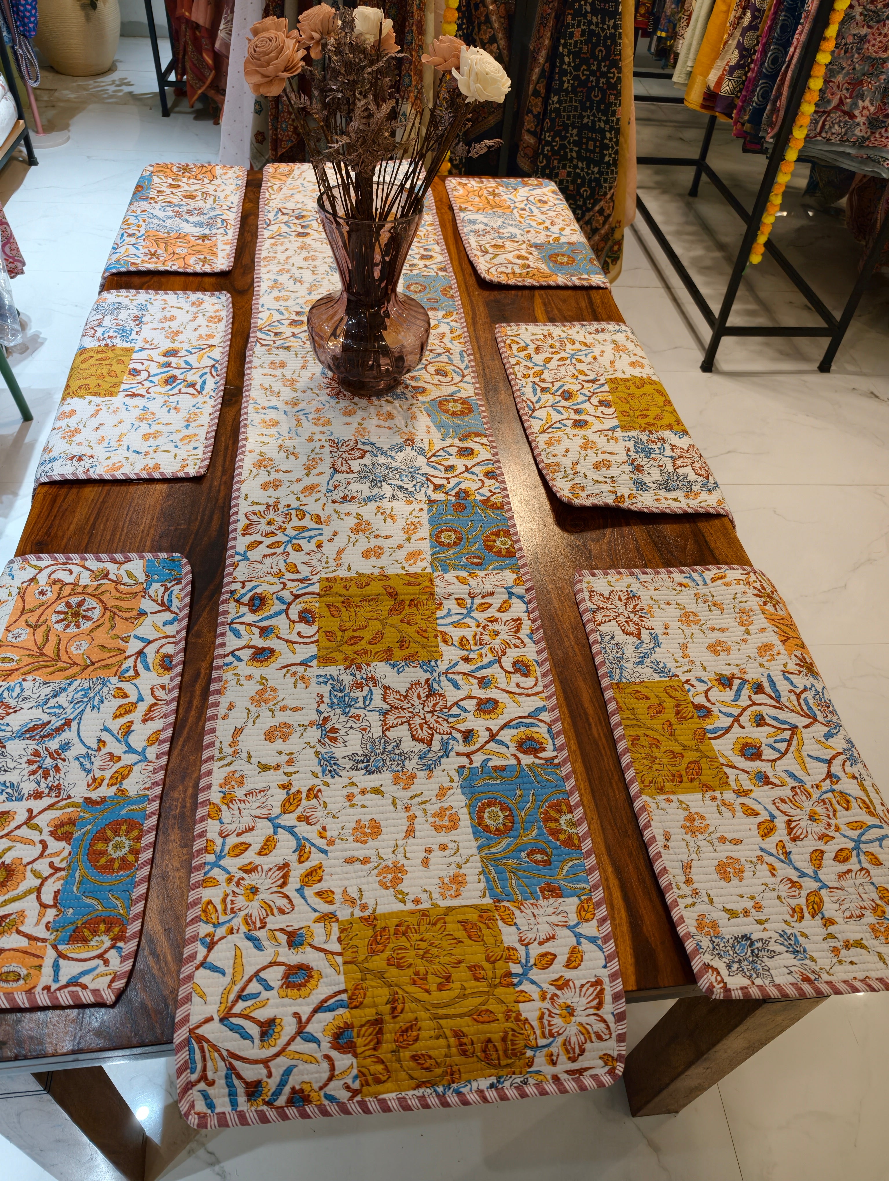 Quilted 6-Seater Runner & Mat Set