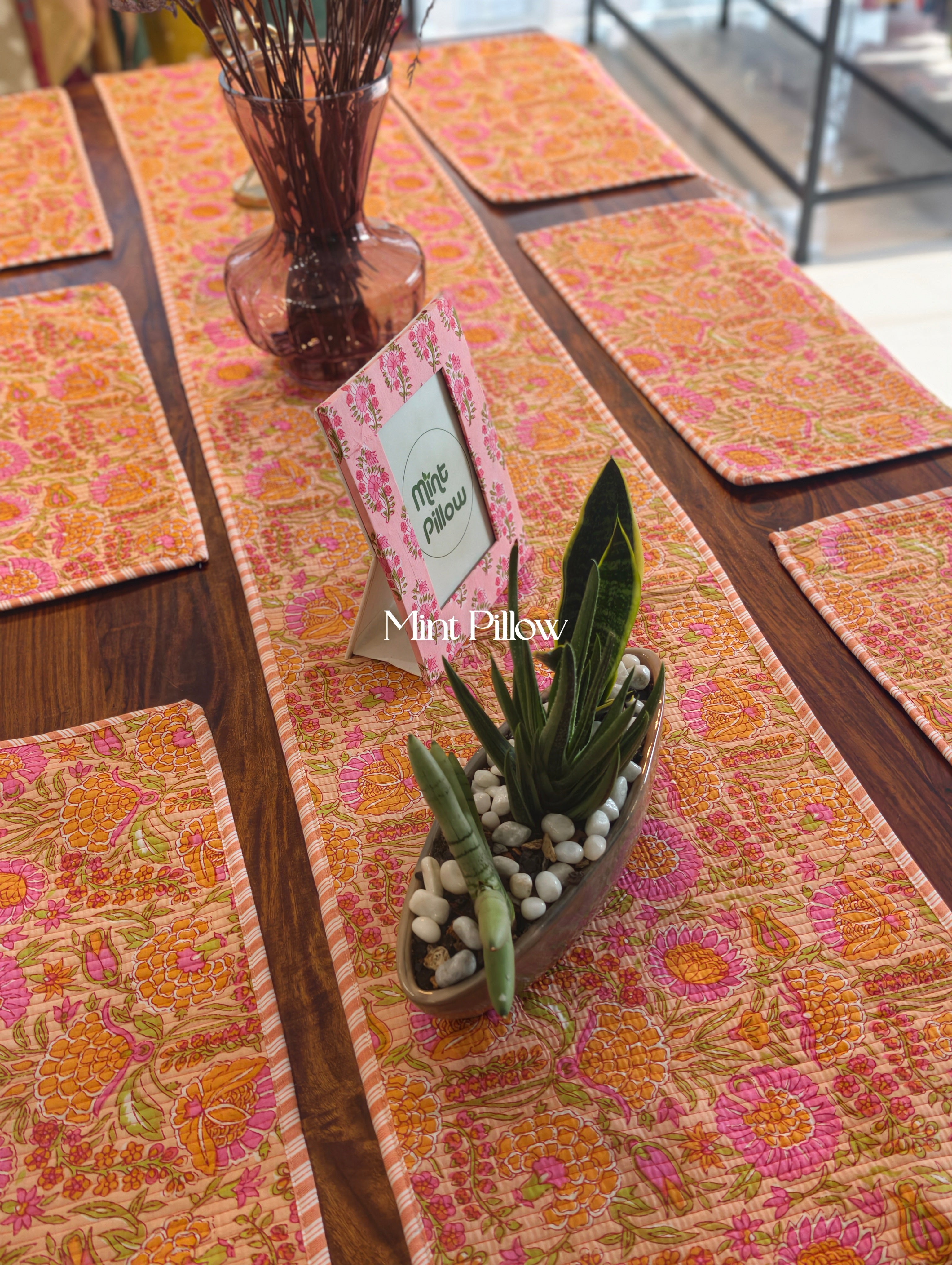 Quilted 6-Seater Runner & Mat Set